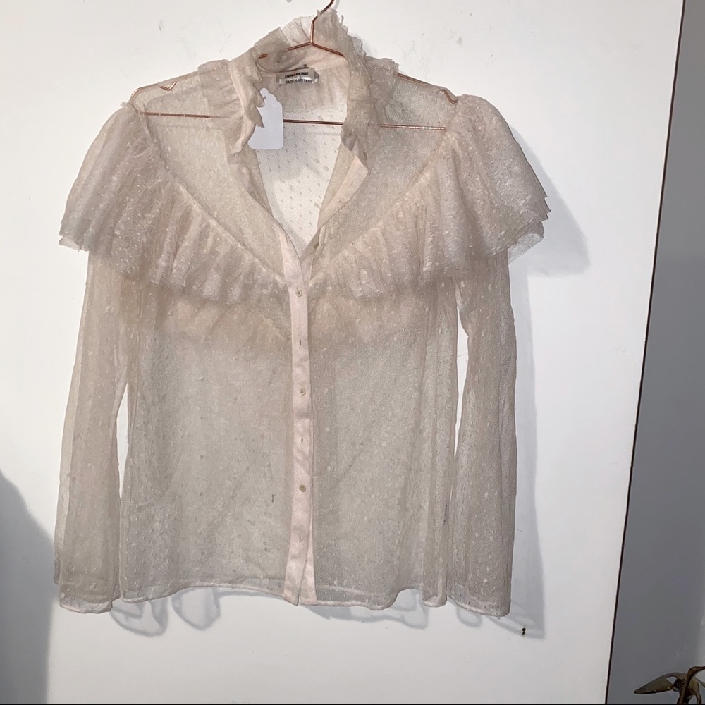 Zadig and Voltaire lace ruffle romantic top